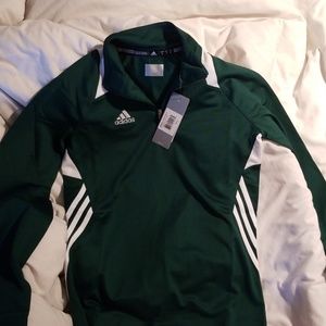 Womens forest green/white stripe zip jacket